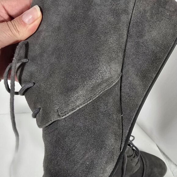 Vionic Becca Suede Ankle Bootie Women's Size 8 Gray Lace Up Wedge - Picture 12 of 12